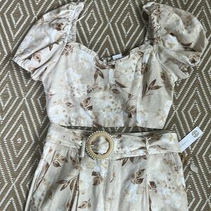 NWT House of Harlow 1960 SAMINA TOP with WIDE LEG BELTED PANT SET size 4